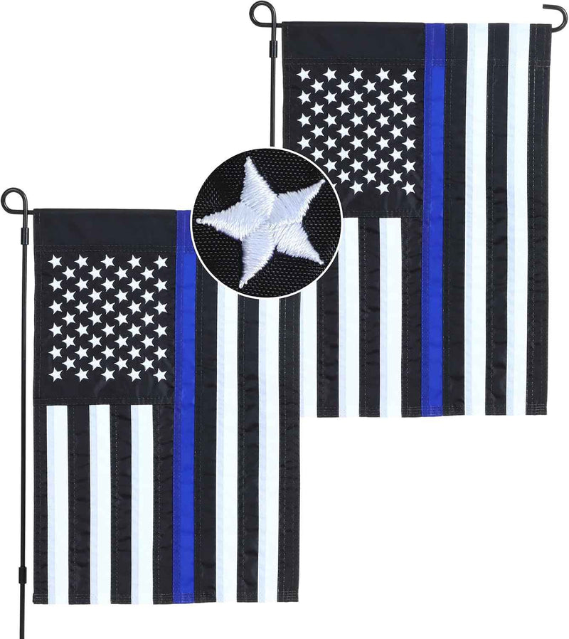 2-Pack Thin Blue Line Outdoor Garden Flags, 12 x 18 Inch