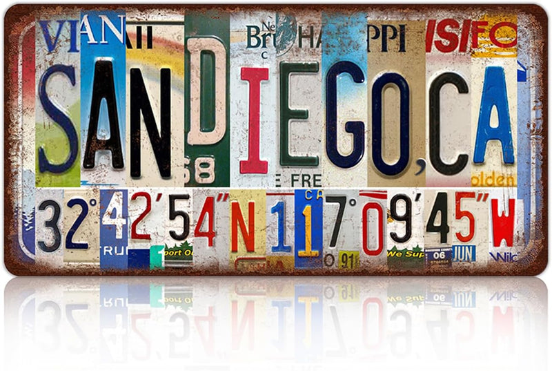San Diego, California Vintage Metal License Plate