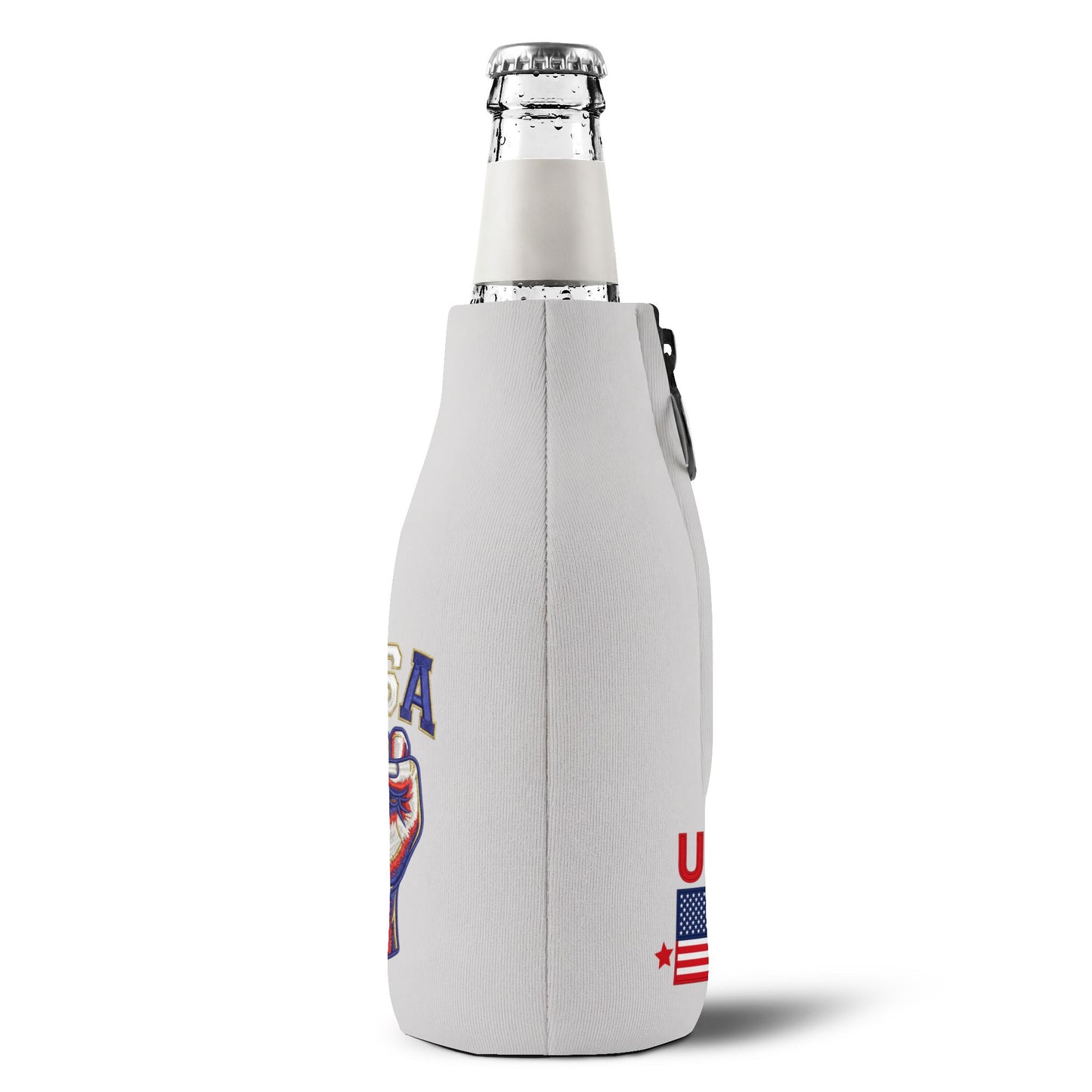 USA Zip-Up Bottle Cooler Sleeve — Patriotic USA Koozie