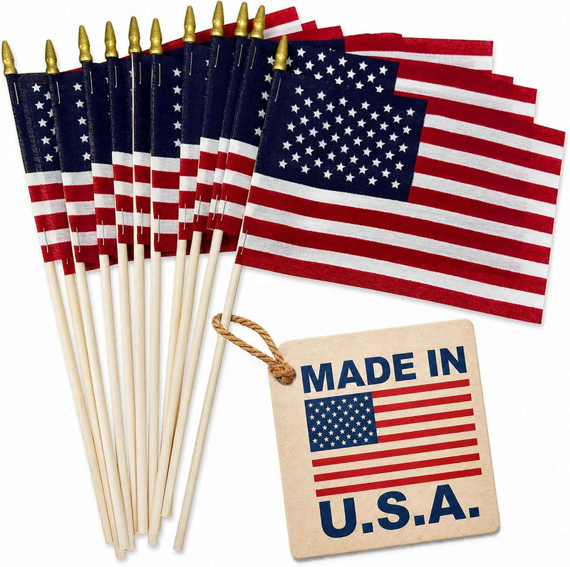 Proudly Made in U S A Small American Flags 4x6 Inch Small US Flag 12 Pack main product photo