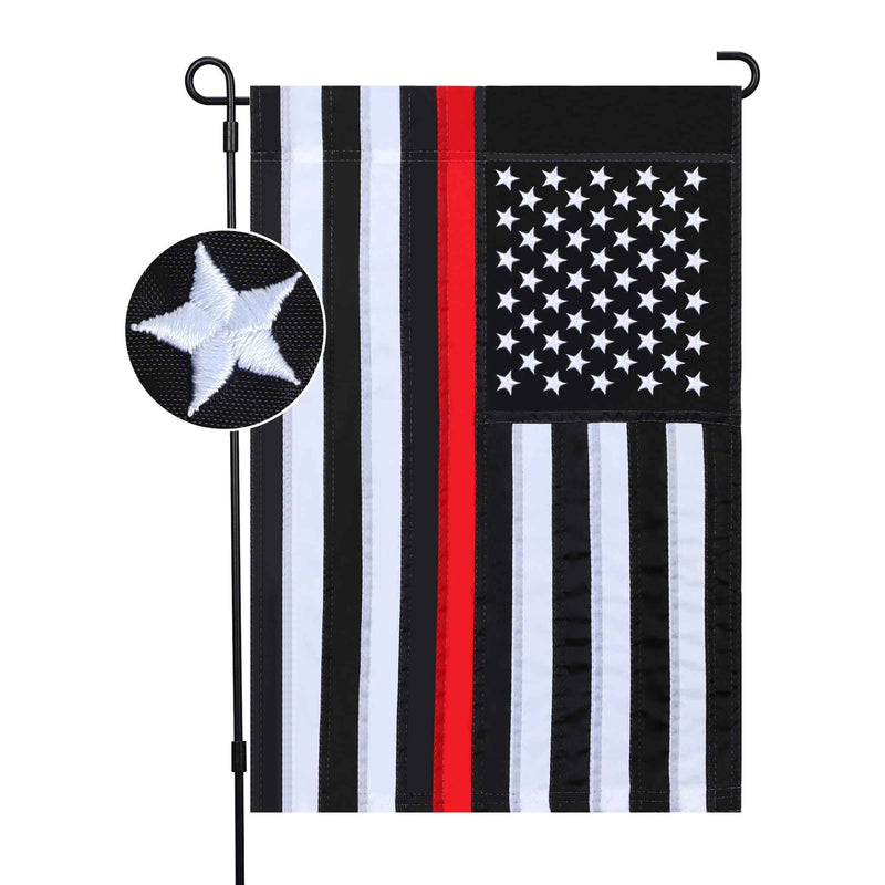 Thin Red Line Firefighter Garden Flag, 12 x 18