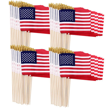 100 Pack Small American Flags on Stick 4x6 Inch US HandHeld Stick Flags product photo 5