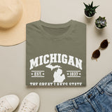 Michigan The Great Lakes State T-Shirt & Map & EST. 1837