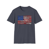 National Parks American Flag T-Shirt — Vintage US Parks List Tee (Yellowstone, Zion, Glacier, Big Bend)