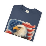 Bald Eagle w/ USA Flag Watercolor America T‑Shirt