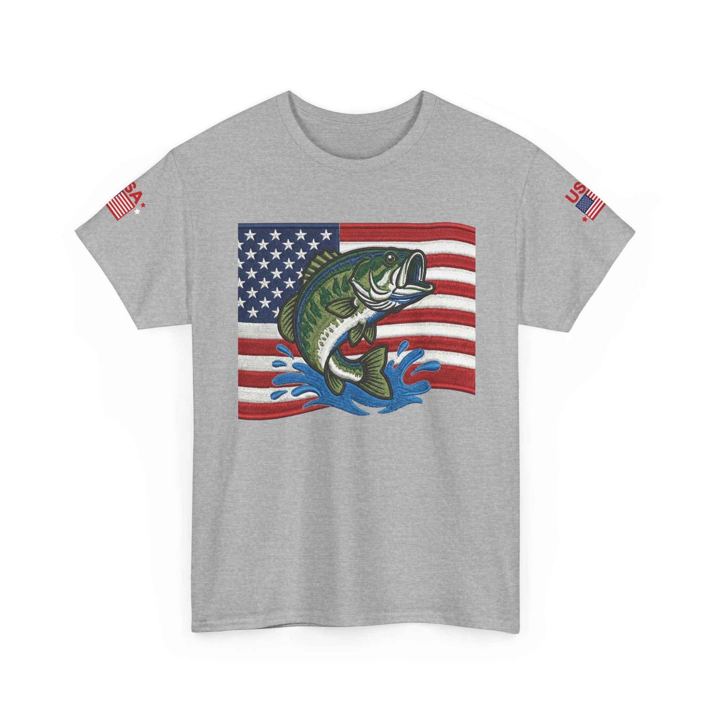 USA American Flag Bass Fishing T-Shirt – Made in USA
