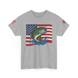 USA American Flag Bass Fishing T-Shirt – Made in USA