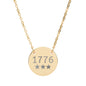1776 Engraved Circle Necklace — Patriotic Pendant in Silver or Gold
