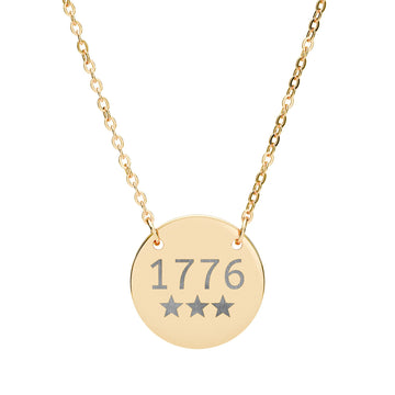 1776 Engraved Circle Necklace — Patriotic Pendant in Silver or Gold