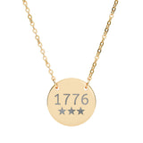 1776 Engraved Circle Necklace — Patriotic Pendant in Silver or Gold