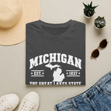 Michigan The Great Lakes State T-Shirt & Map & EST. 1837