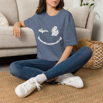 Michigan Smile T-Shirt – Distressed Upper & Lower Peninsula Graphic Tee