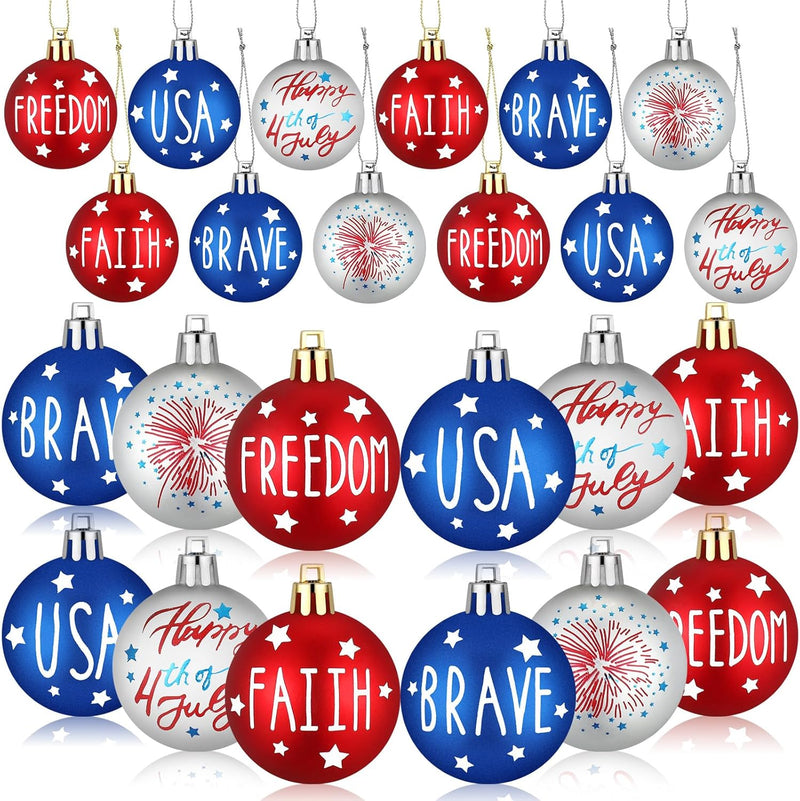 Patriotic Christmas Ball Ornaments 12 Pack product photo