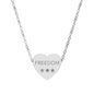 Engraved Freedom Heart Necklace — Patriotic Stainless / Silver Pendant