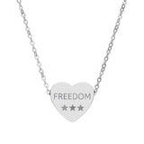 Engraved Freedom Heart Necklace — Patriotic Stainless / Silver Pendant
