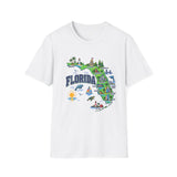 Florida Map T-Shirt — Illustrated State Landmarks & Coastal Icons