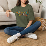 Texas Pattern T-Shirt — Western Cactus Cowhide & Serape Lettering