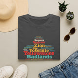 National Parks Word-Cloud T-Shirt — Yosemite, Yellowstone, Zion, Sequoia