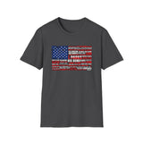 National Parks American Flag T-Shirt — Vintage US Parks List Tee (Yellowstone, Zion, Glacier, Big Bend)