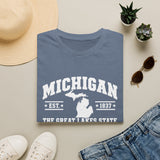 Michigan The Great Lakes State T-Shirt & Map & EST. 1837