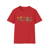 Texas Pattern T-Shirt — Western Cactus Cowhide & Serape Lettering