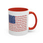 American Flag State & City Names Accent Coffee Mug — Patriotic 15oz
