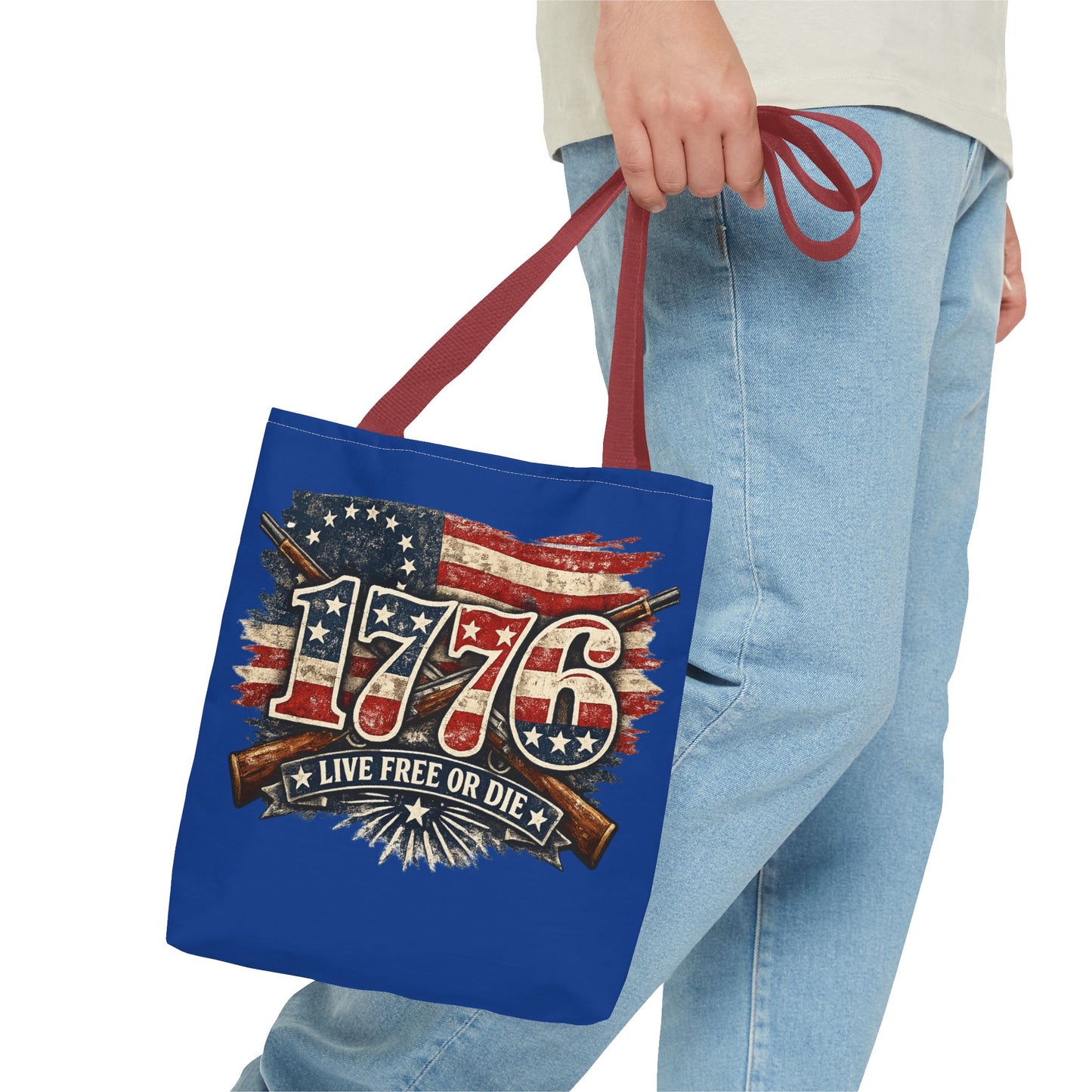1776 'Live Free or Die' Patriotic Tote Bag