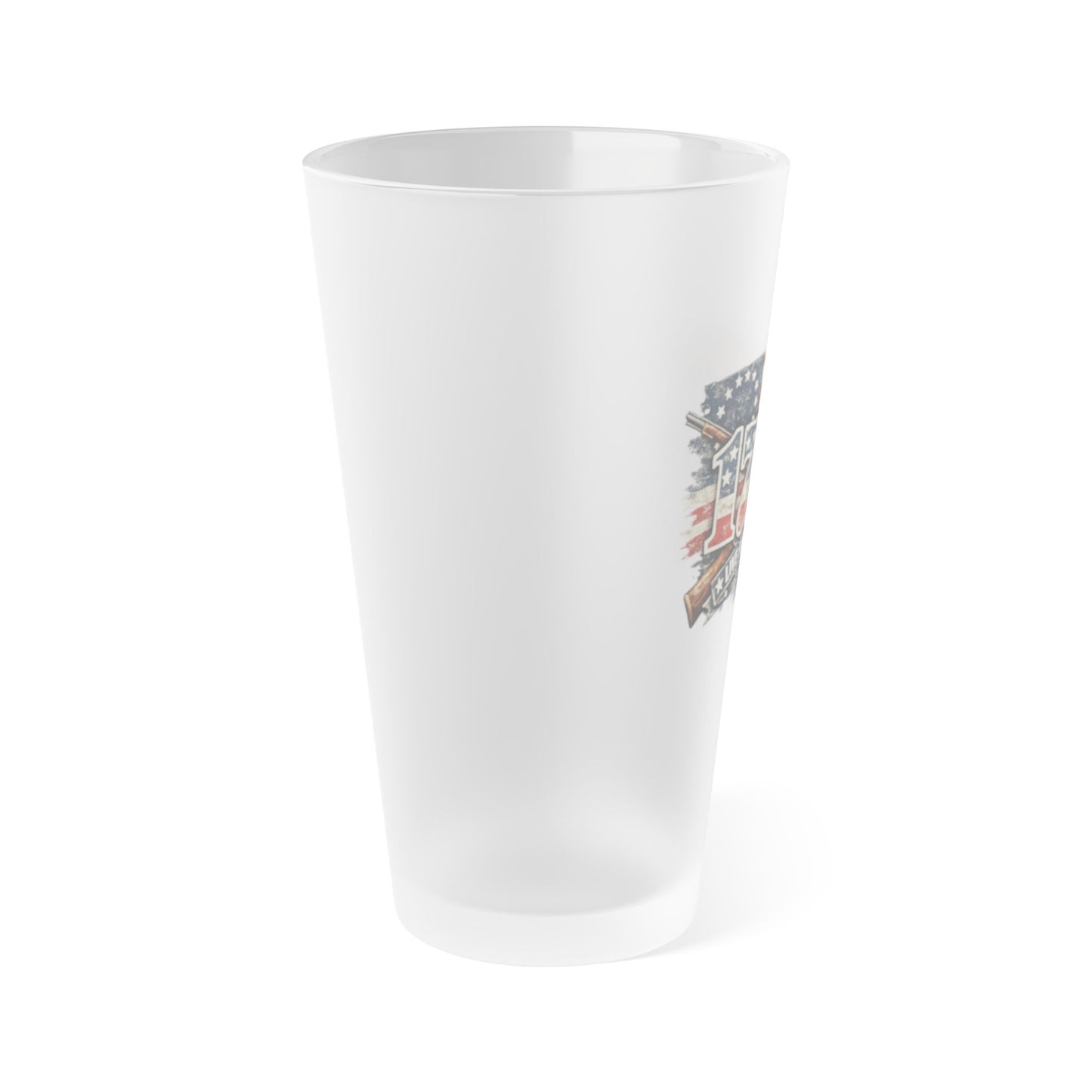 Frosted Pint Glass — 1776 American Flag Design, 16oz Patriotic Beer Glass