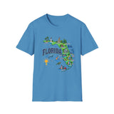 Florida Map T-Shirt — Illustrated State Landmarks & Coastal Icons