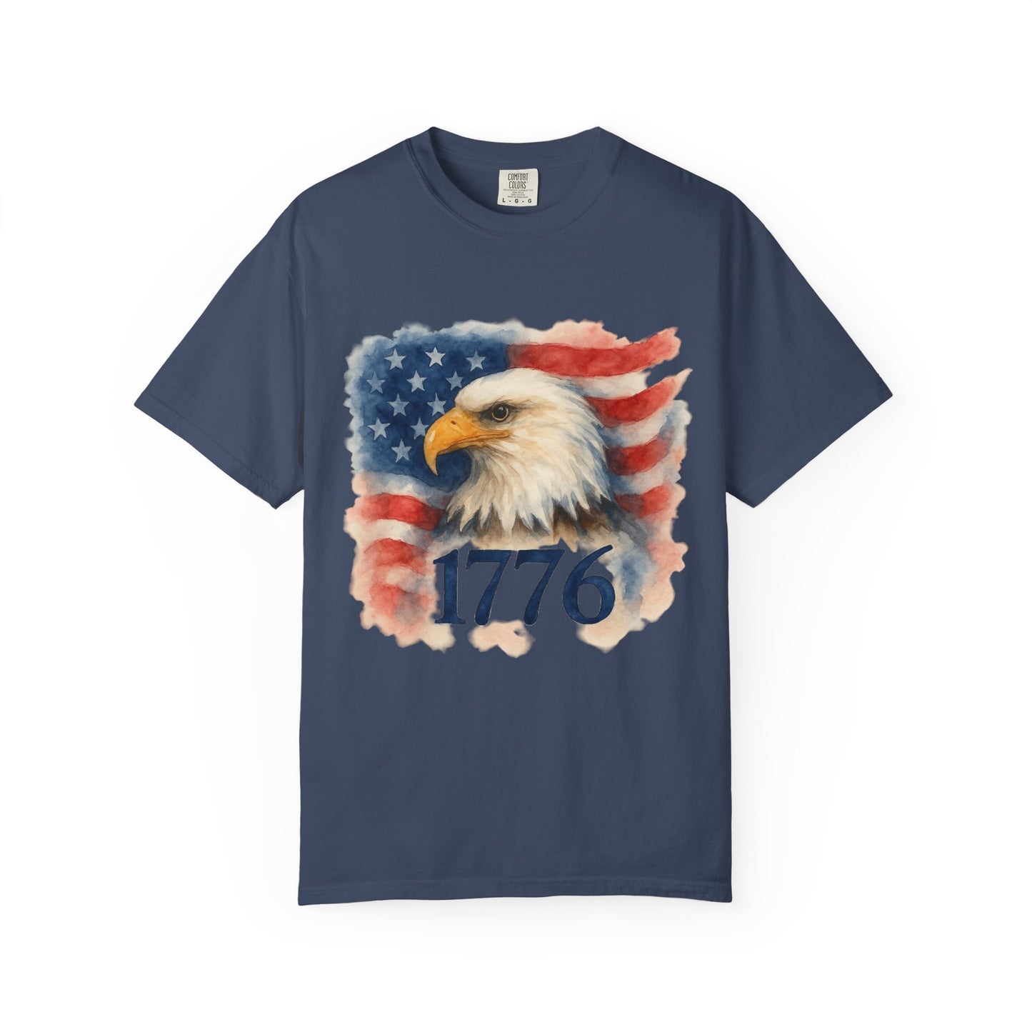 Bald Eagle w/ USA Flag Watercolor America T‑Shirt