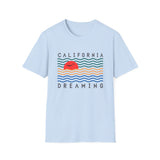 California Dreaming T-Shirt Sun and Colorful Waves