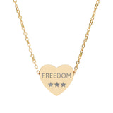 Engraved Freedom Heart Necklace — Patriotic Stainless / Silver Pendant