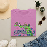 Florida Map T-Shirt — Illustrated State Landmarks & Coastal Icons