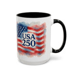 Watercolor America 250 Flag Coffee Mug