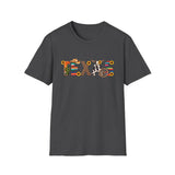 Texas Pattern T-Shirt — Western Cactus Cowhide & Serape Lettering