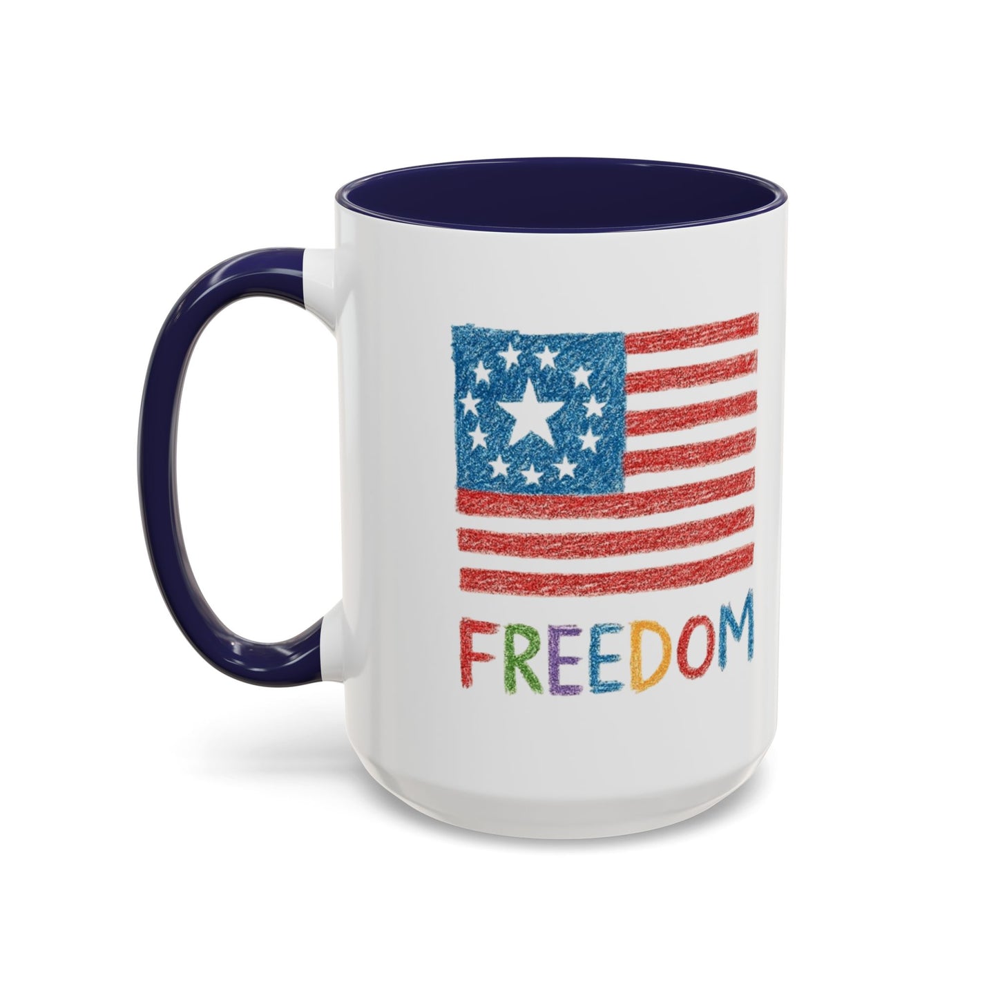 Kids Crayon Drawing Freedom - American Flag Coffee Mug