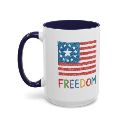 Kids Crayon Drawing Freedom - American Flag Coffee Mug