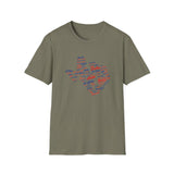 Texas City Word Cloud T-Shirt — Cities Map Design (Austin, Dallas, Houston)