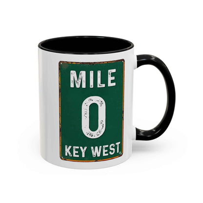 Key West Mile 0 Coffee Mug – Retro Road Sign Accent Mug