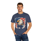 Bald Eagle w/ USA Flag Watercolor America T‑Shirt