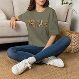 Texas Pattern T-Shirt — Western Cactus Cowhide & Serape Lettering