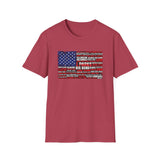 National Parks American Flag T-Shirt — Vintage US Parks List Tee (Yellowstone, Zion, Glacier, Big Bend)
