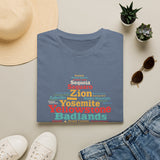 National Parks Word-Cloud T-Shirt — Yosemite, Yellowstone, Zion, Sequoia