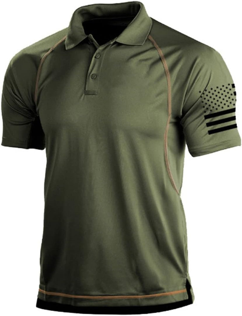 1776 American Flag Short Sleeve Polo Golf Shirt S 3XL Z Green product photo