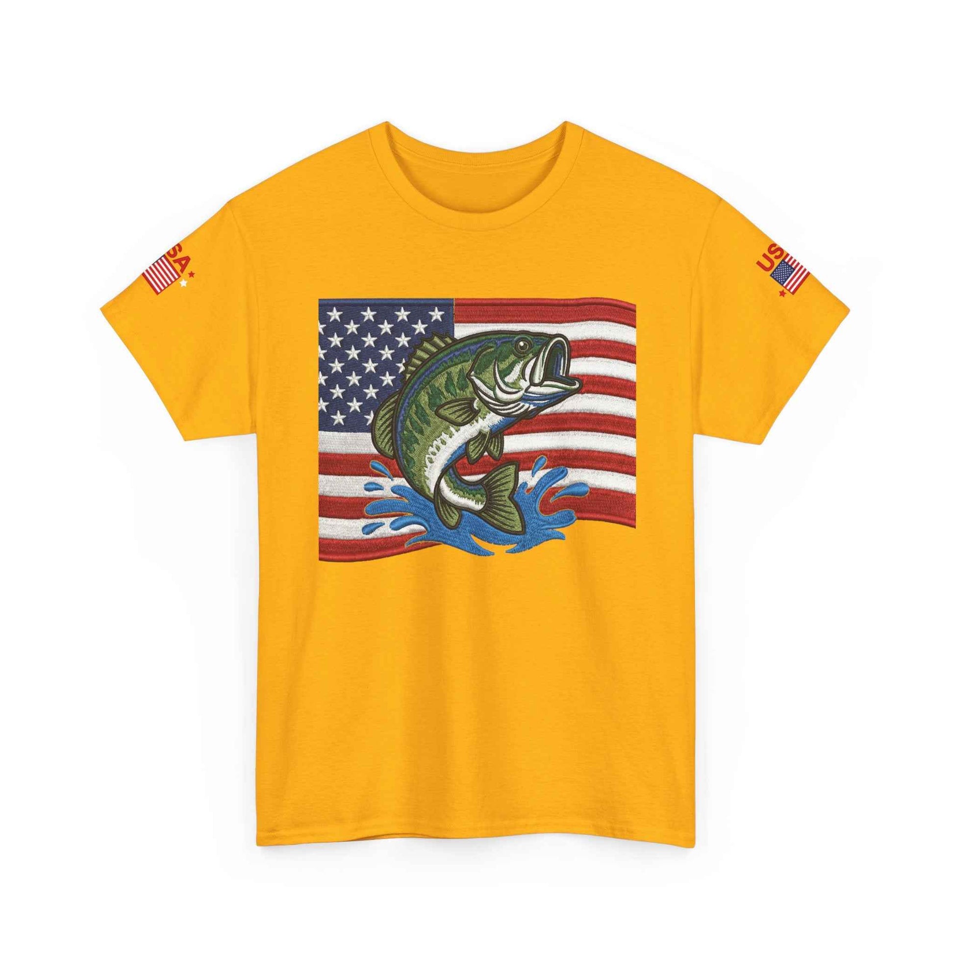 USA American Flag Bass Fishing T-Shirt – Made in USA