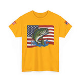 USA American Flag Bass Fishing T-Shirt – Made in USA