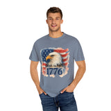 Bald Eagle w/ USA Flag Watercolor America T‑Shirt