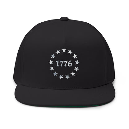 1776 Stars Embroidered Flat Bill Snapback Hat