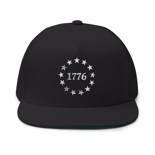 1776 Stars Embroidered Flat Bill Snapback Hat
