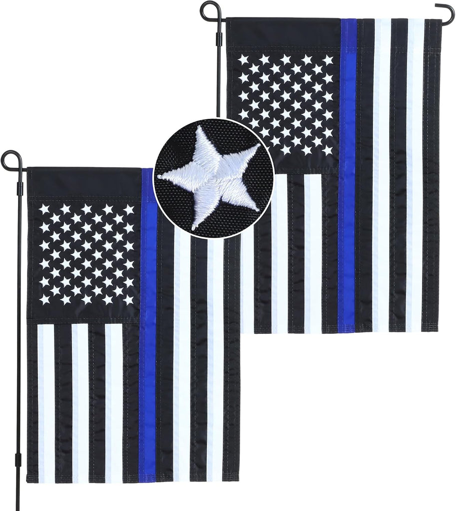 2-Pack Thin Blue Line Outdoor Garden Flags, 12 x 18 Inch product photo